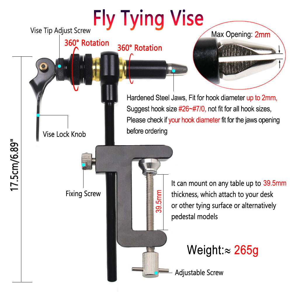 1PC 360 °   回転式Cクランプフライタイイングバイ - Fishing Lure Kit のレビューと価格